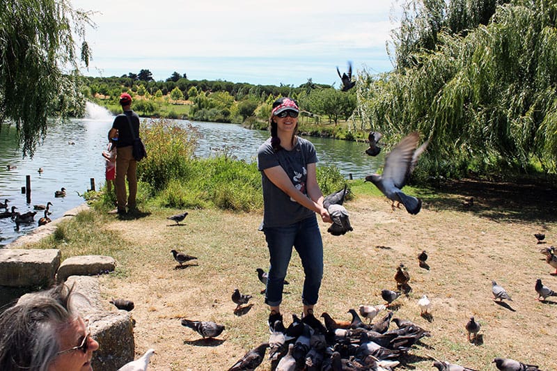 Liana with the pigeons